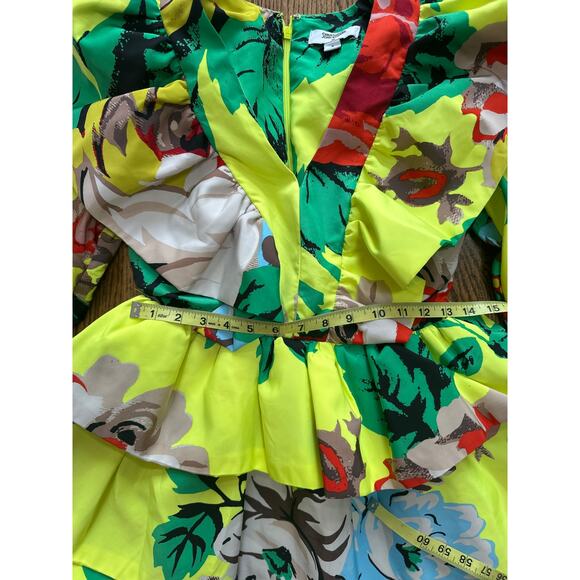 Christopher John Rogers x Target Women’s Dress 0 Neon Floral Ruffle Puff Sleeve - Picture 8 of 8